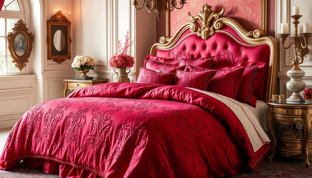 luxurious red bedding